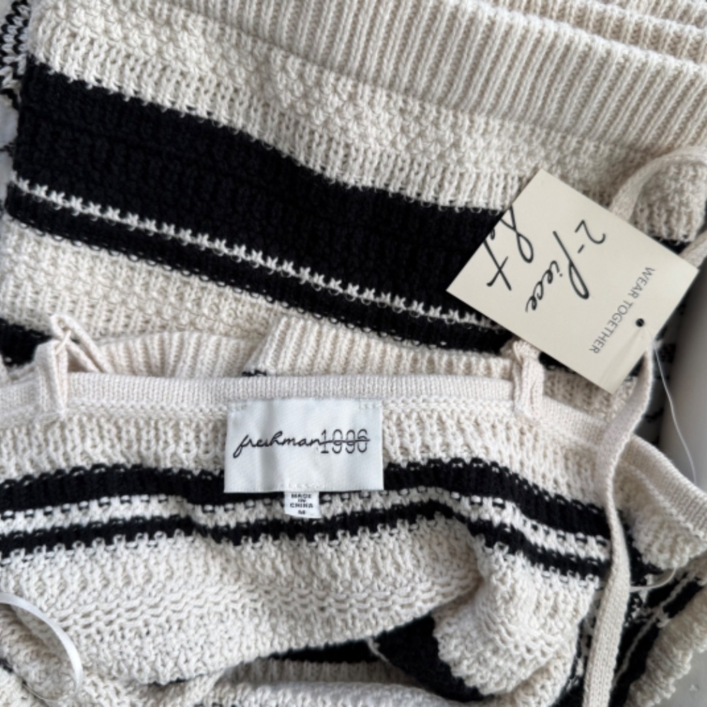 Striped Knit Tank and Maxi Skirt Set - Black & Cream - Picture 6 of 6